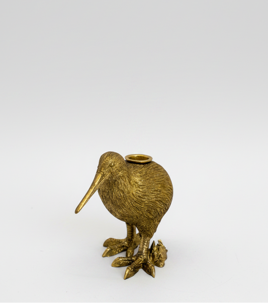 Gold Kiwi Bird Taper Candle Holder
