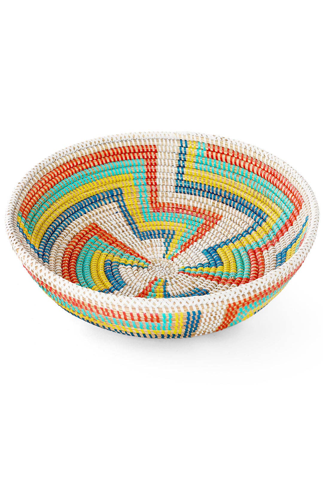 Colorful Senegal Zig Zag Tabletop Storage Basket Bowl