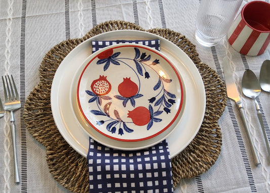 Handpainted Anaar Pomegranite Stoneware Snack Plate
