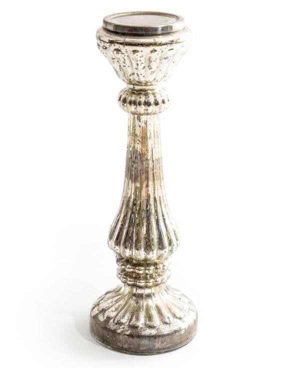 Rustic Antique Silver Glass Candle Holder