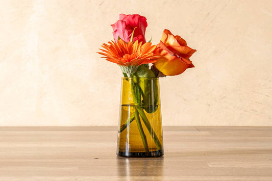 Handblown Moroccan Cone Glass Tumbler - Amber