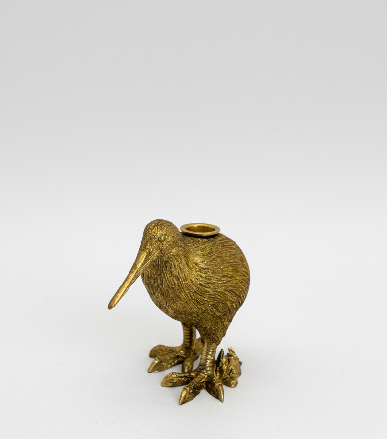Gold Kiwi Bird Taper Candle Holder