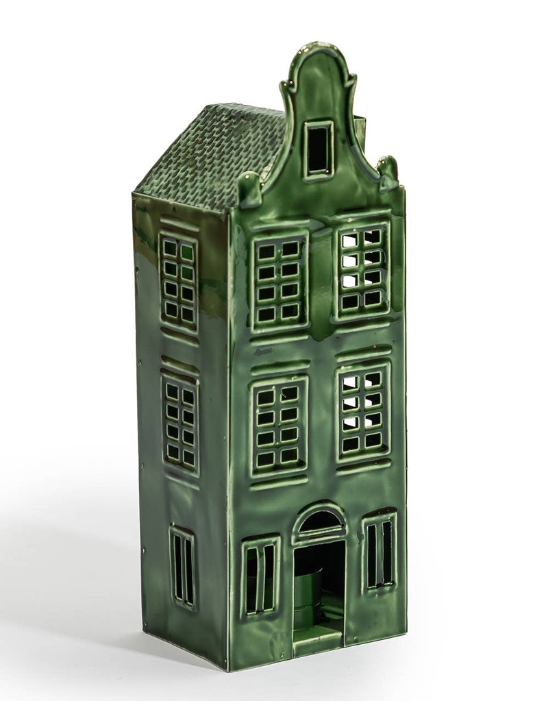 Green Metal "Amsterdam" Canal House Tealight Holder