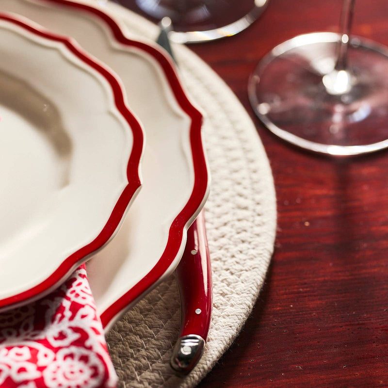 Stella Scalloped Crimson Red Rim Salad Plate