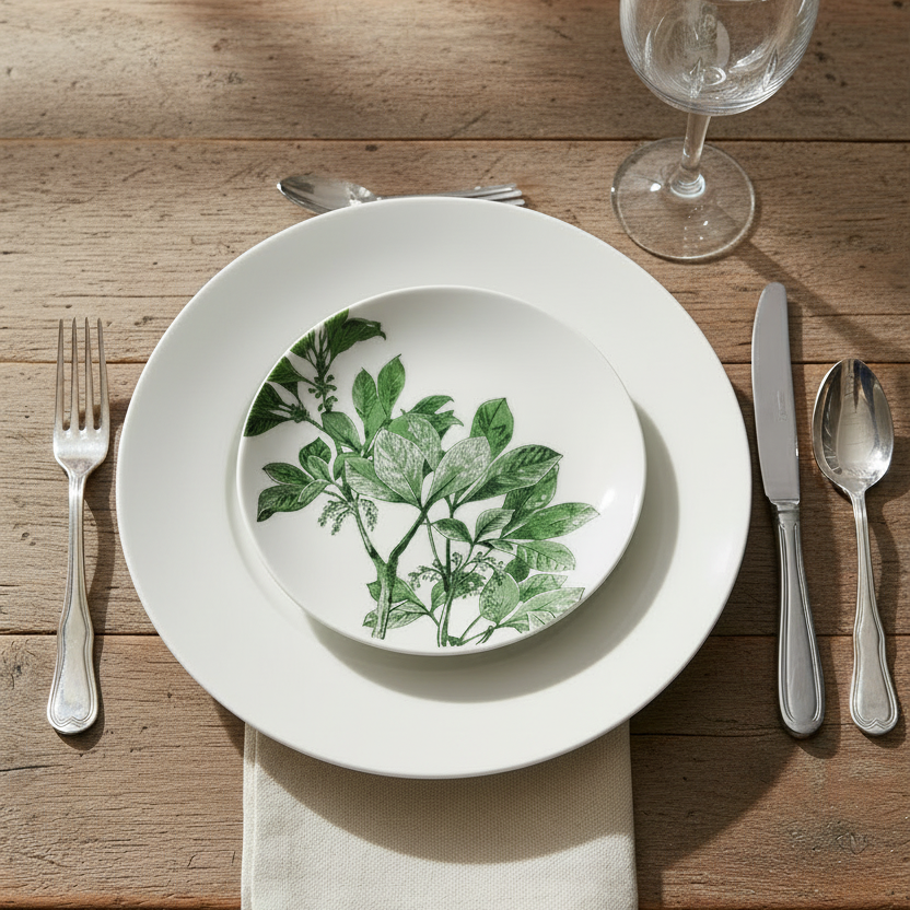 Romantic Floral Arbor Green Small Plates Set of 2