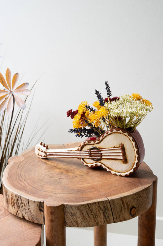 Ceramic Guitar Planter Vase