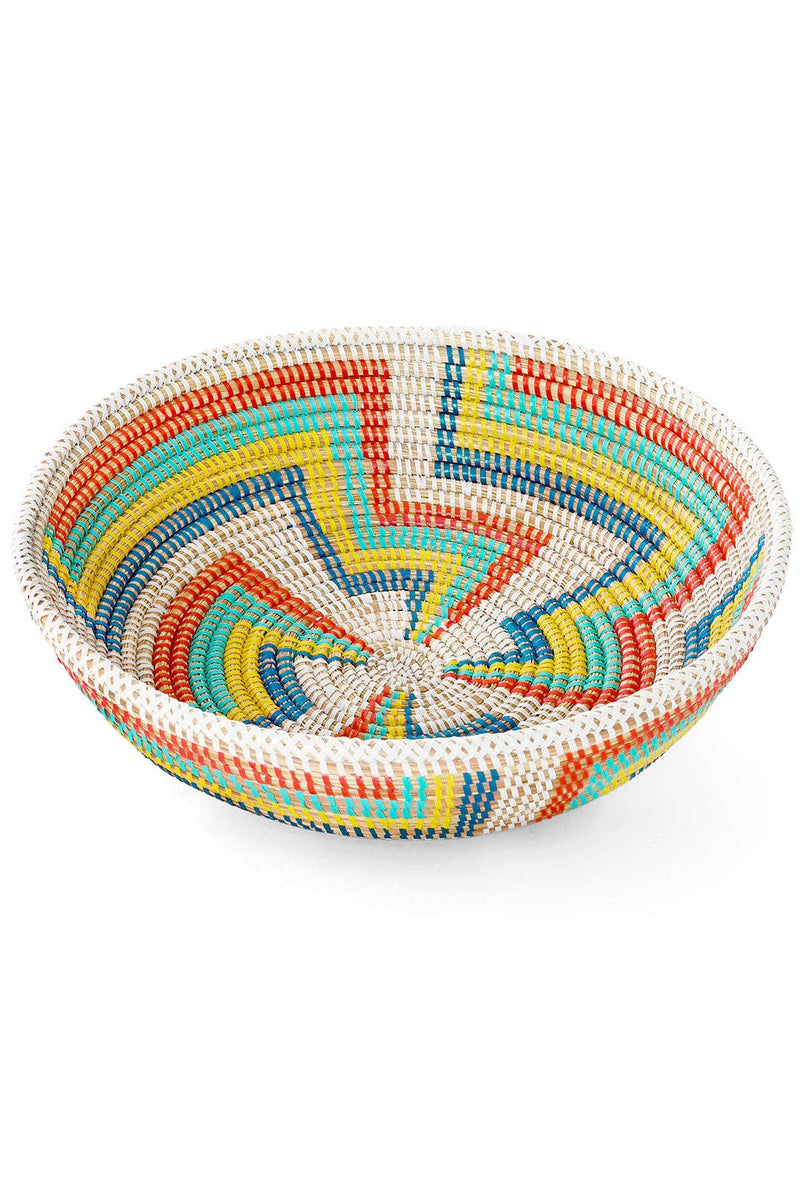 Colorful Senegal Zig Zag Tabletop Storage Basket Bowl