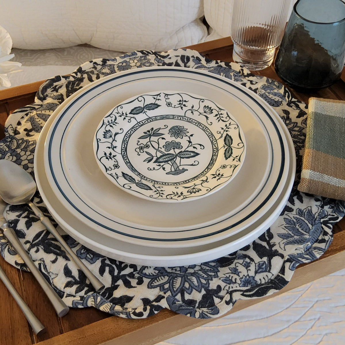 Cottage Inspired Briar Blue Floral Placemat