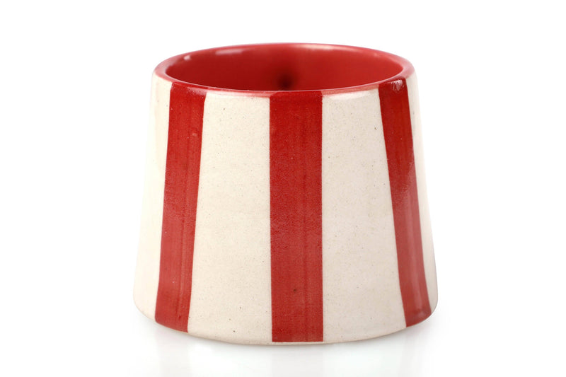 Handpainted Red Stripe Stoneware Coffee  Mug