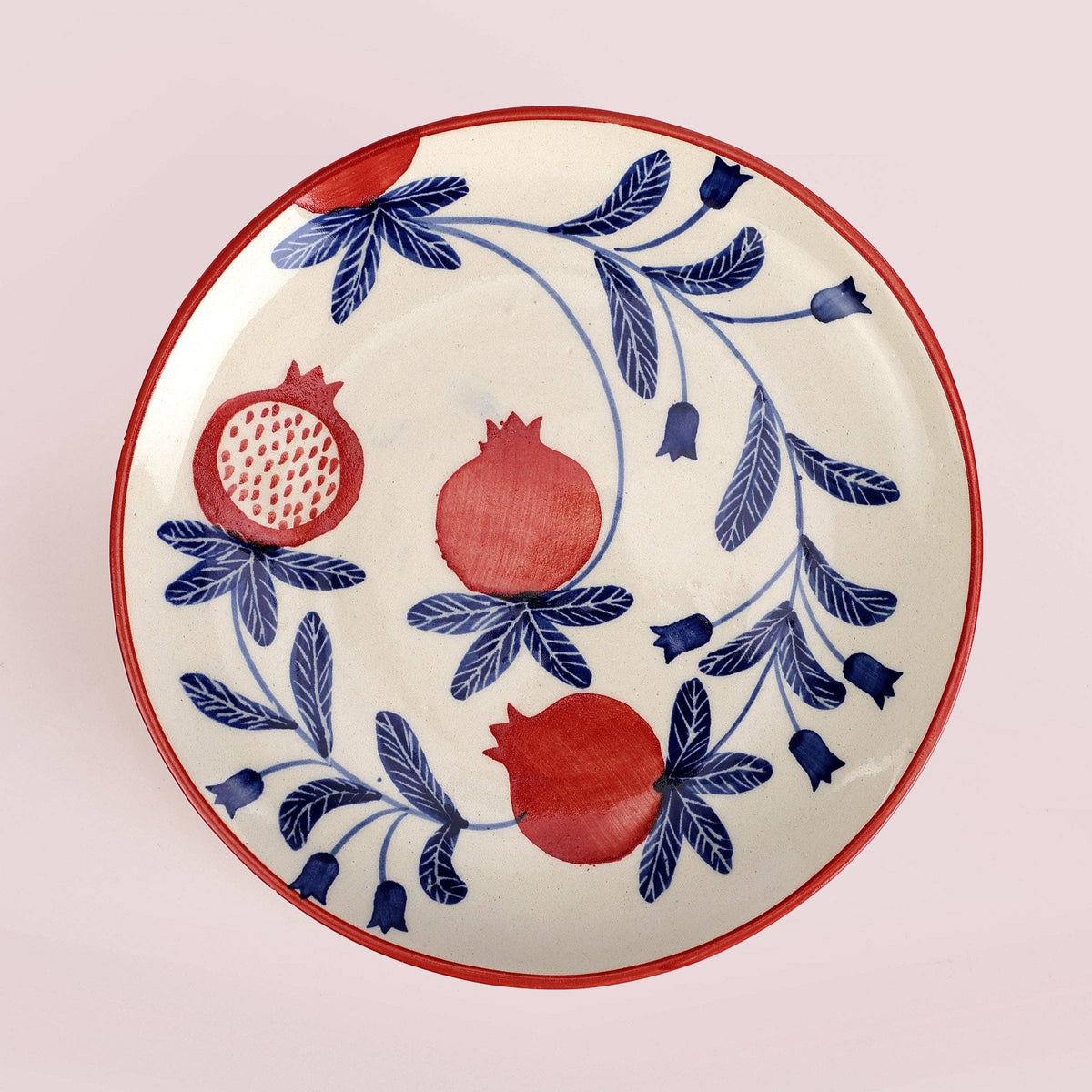 Handpainted Anaar Pomegranite Stoneware Snack Plate