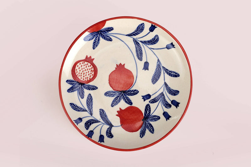 Handpainted Anaar Pomegranite Stoneware Snack Plate