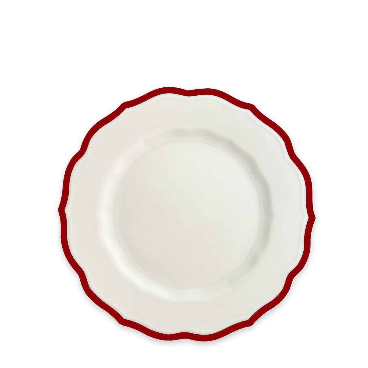 Stella Scalloped Crimson Red Rim Salad Plate