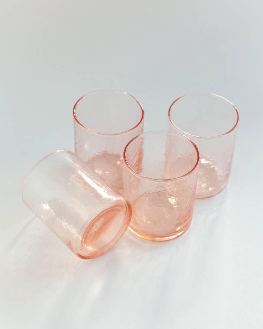 Handblown Hammered Color Glasses Set