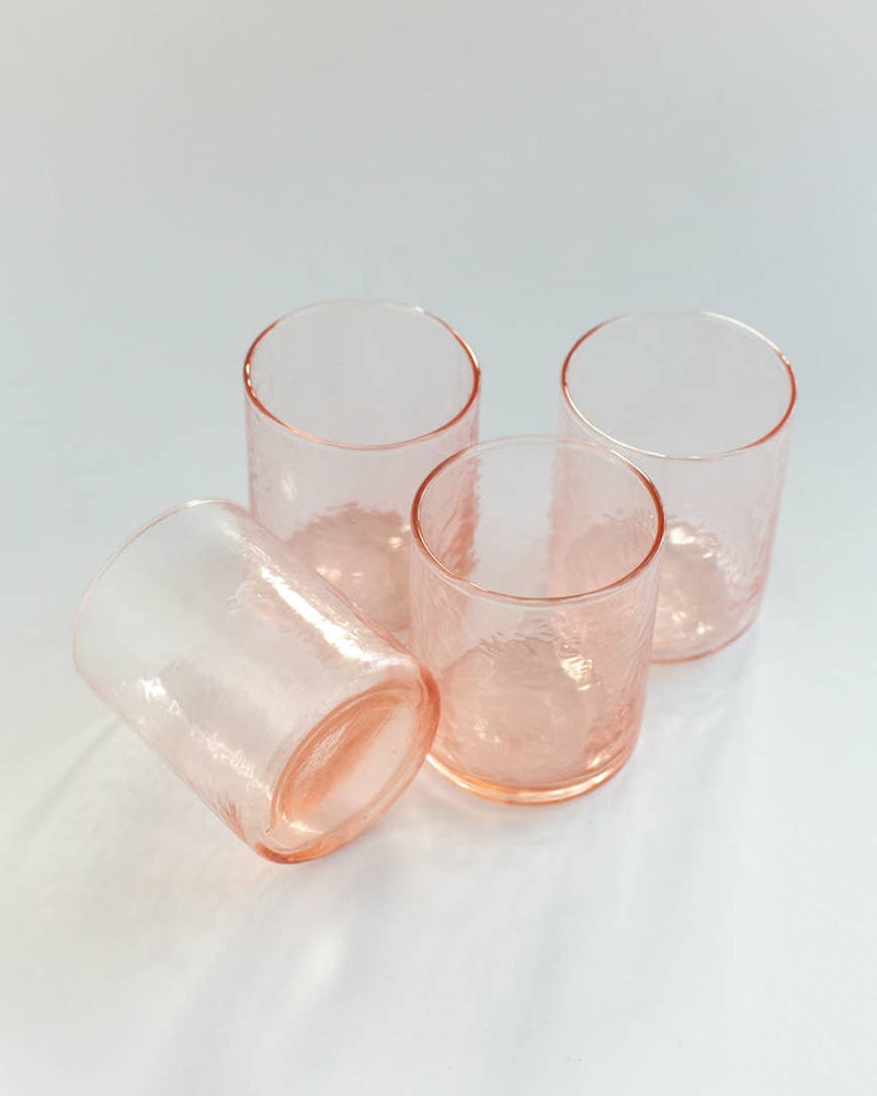 Handblown Hammered Color Glasses Set