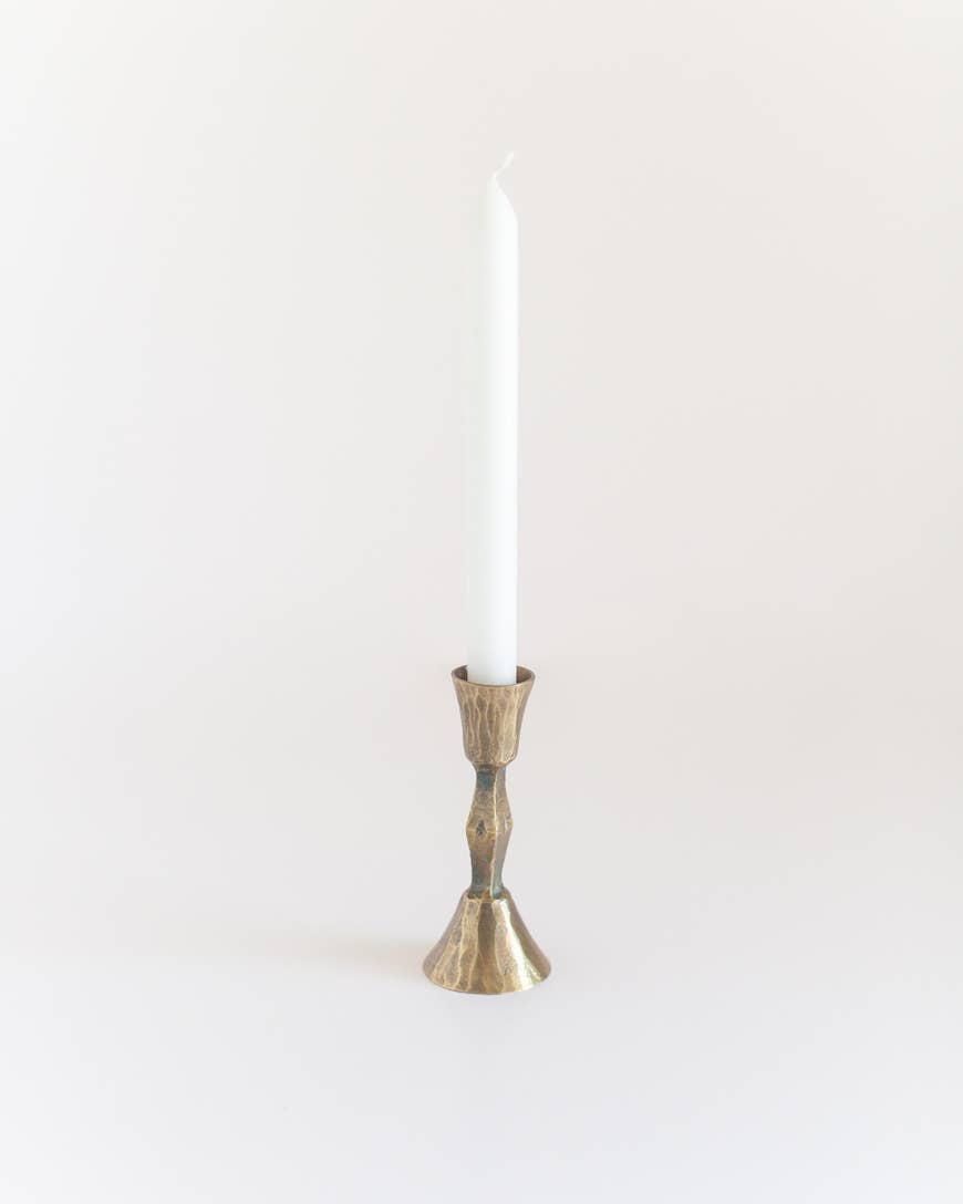 Low Diamond Hand-Forged Iron Candle Stick
