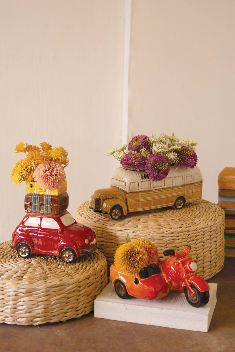 Colorful Ceramic Car with Luggage Planter Vase