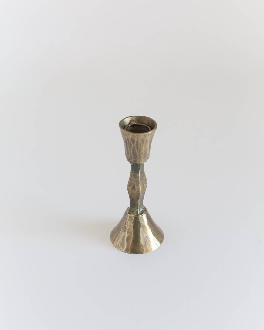 Low Diamond Hand-Forged Iron Candle Stick