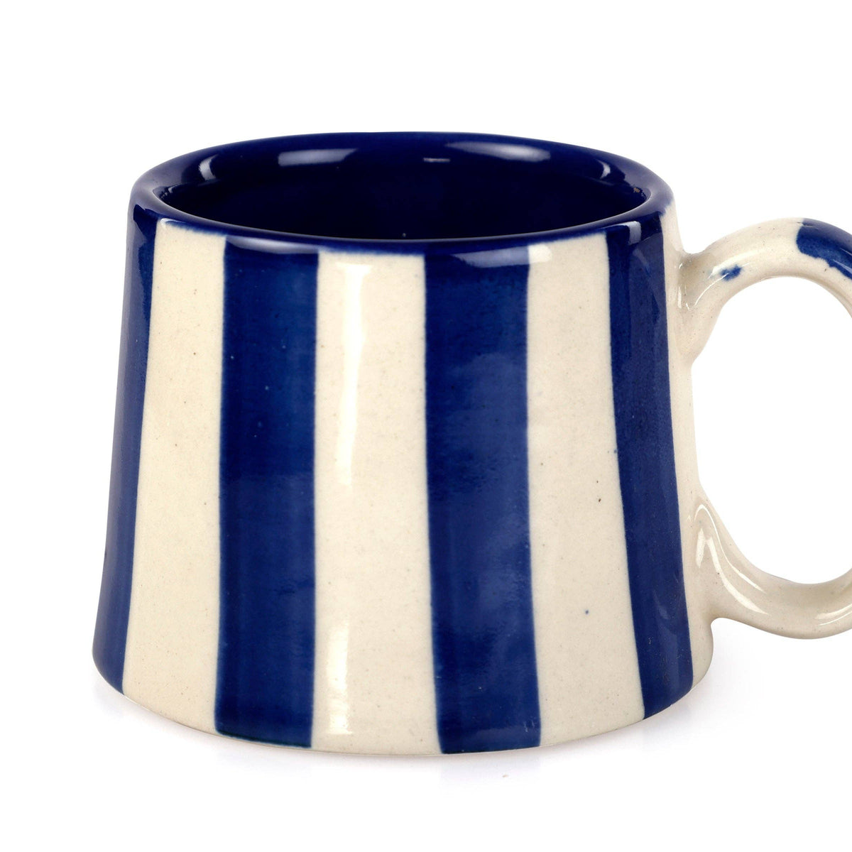 Handpainted Ceramic Dark Blue Stripe Mug
