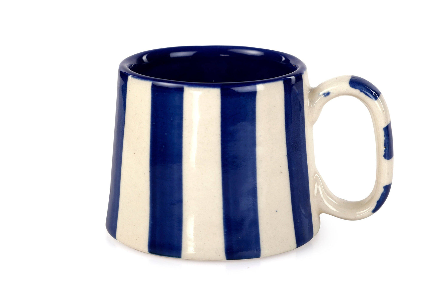 Handpainted Ceramic Dark Blue Stripe Mug