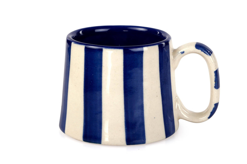 Handpainted Ceramic Dark Blue Stripe Mug
