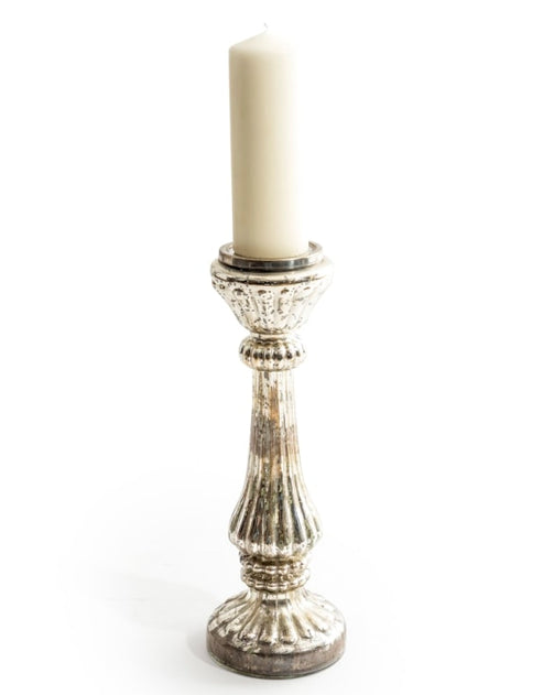 Rustic Antique Silver Glass Candle Holder