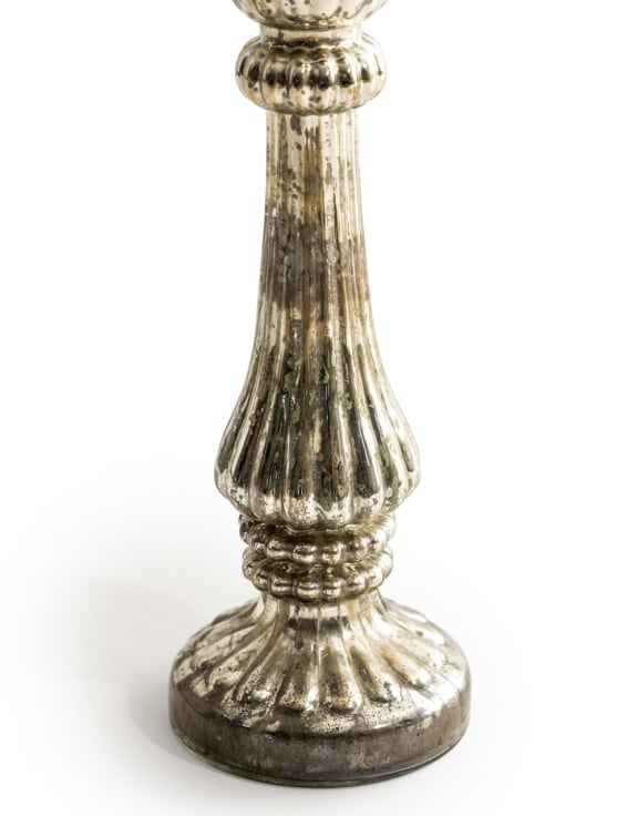 Rustic Antique Silver Glass Candle Holder