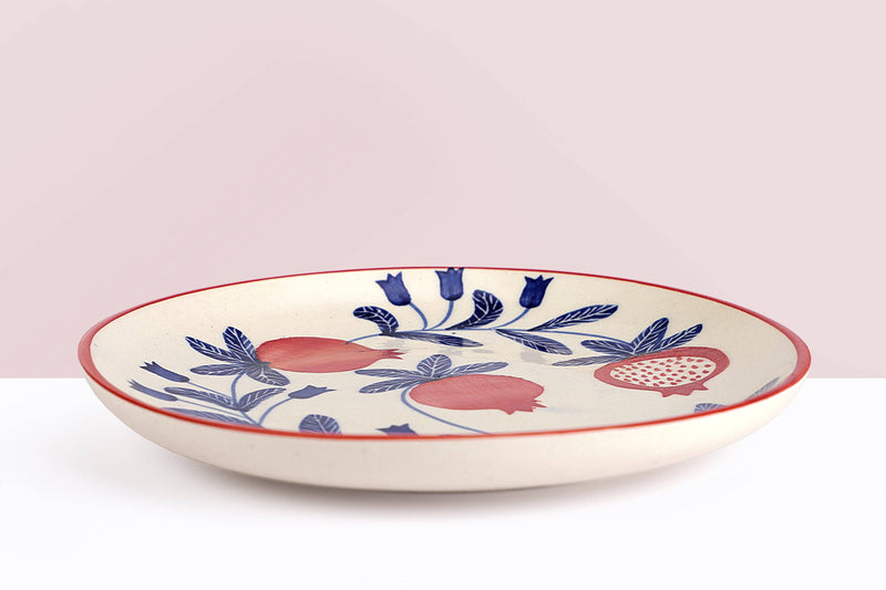 Handpainted Anaar Pomegranite Stoneware Snack Plate