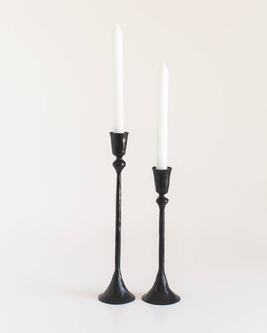 Gemini Hand-Forged Iron Candle Stands - Set of 2