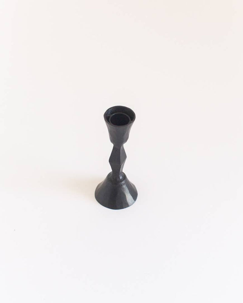 Low Diamond Hand-Forged Iron Candle Stick