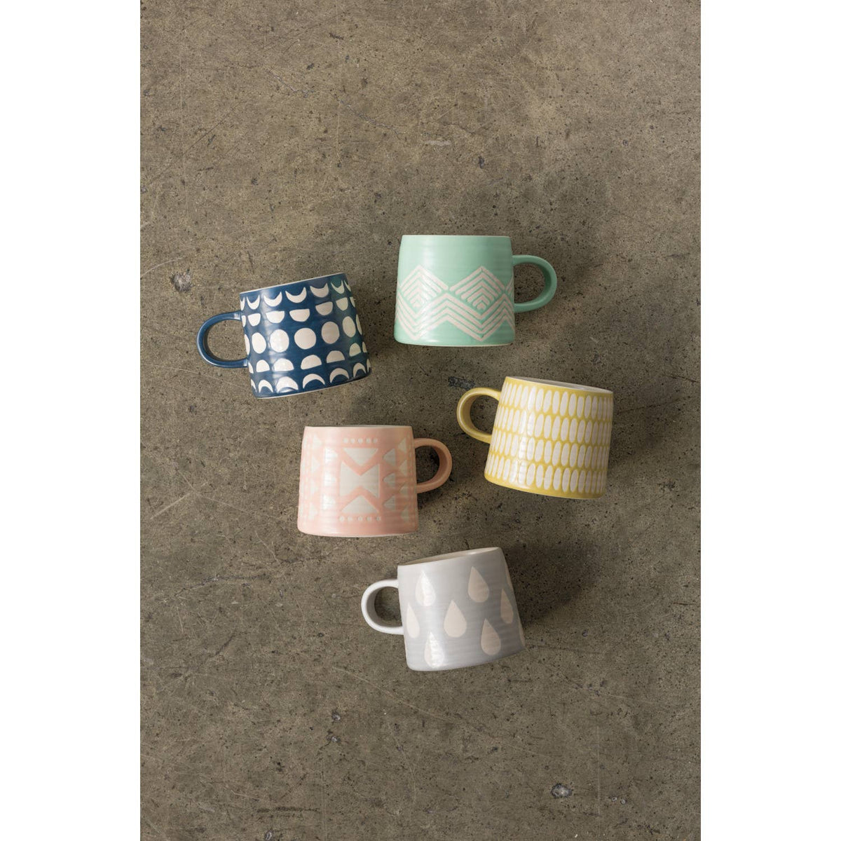 Danica Studio Ochre Imprint Stoneware Mugs 12 oz