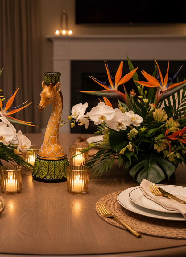 Artistic Tropical Giraffe Candlestick