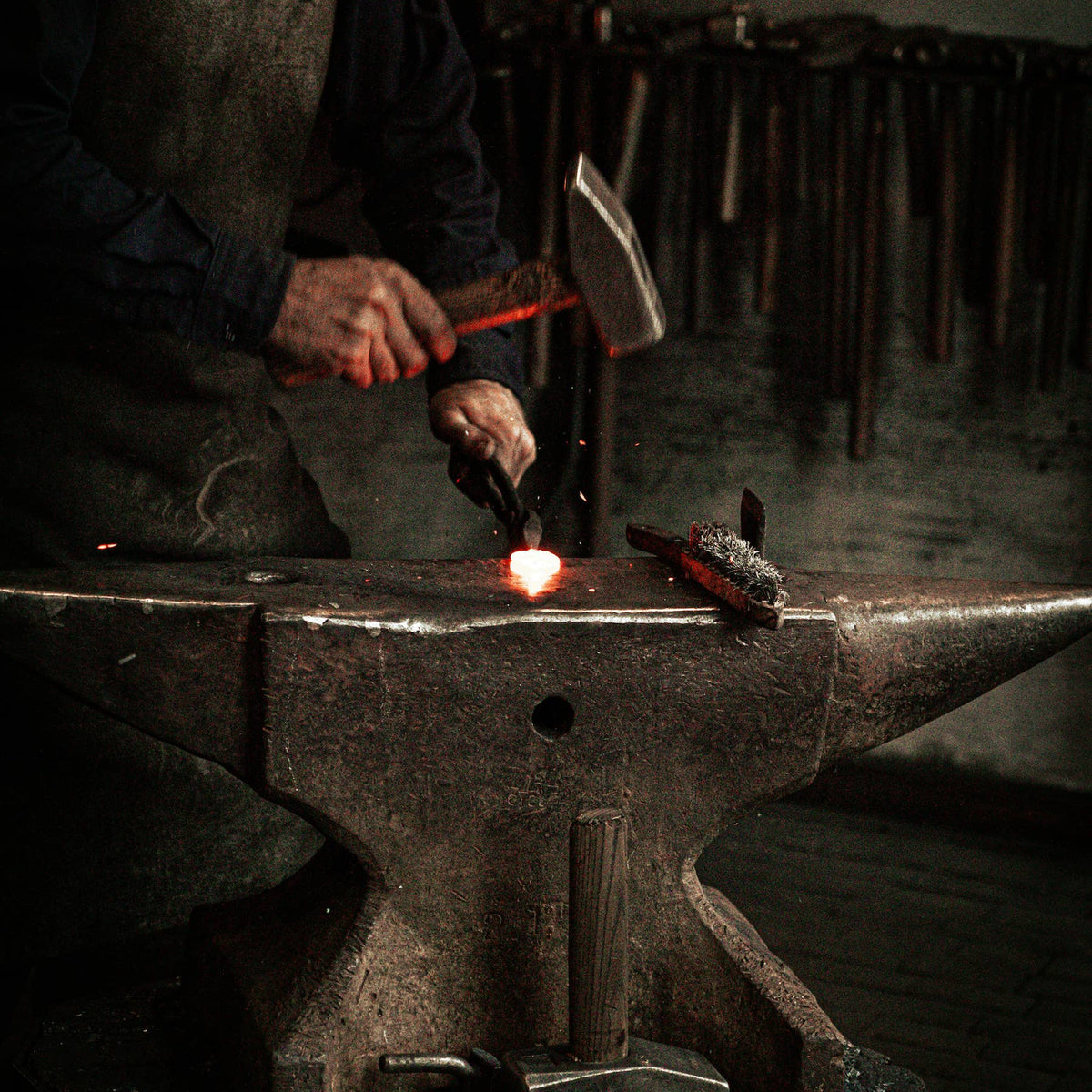 Low Diamond Hand-Forged Iron Candle Stick