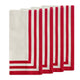 Triple Stripe Red Cotton Dinner Napkins