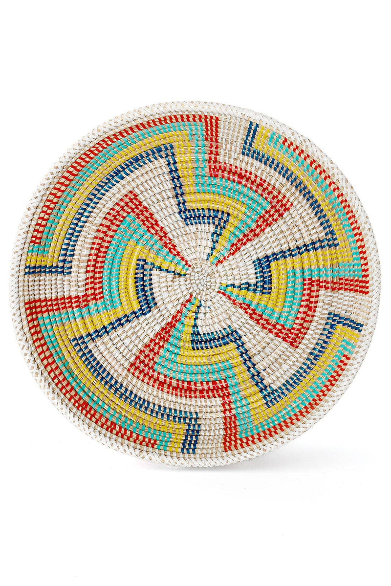 Colorful Senegal Zig Zag Tabletop Storage Basket Bowl