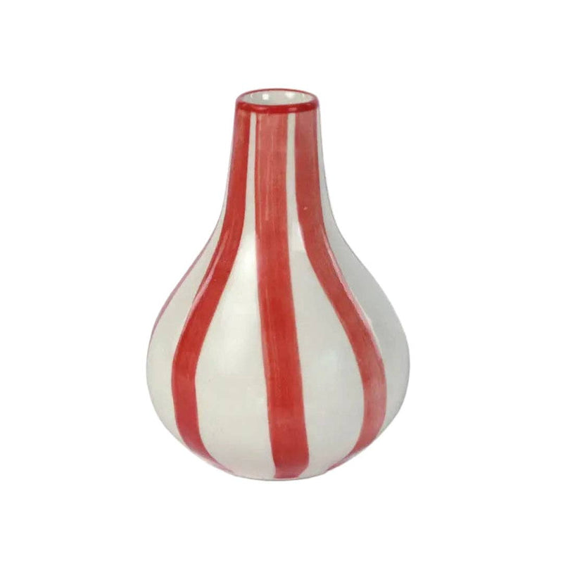 Handpainted Ceramic Red Stripe Bud Vase