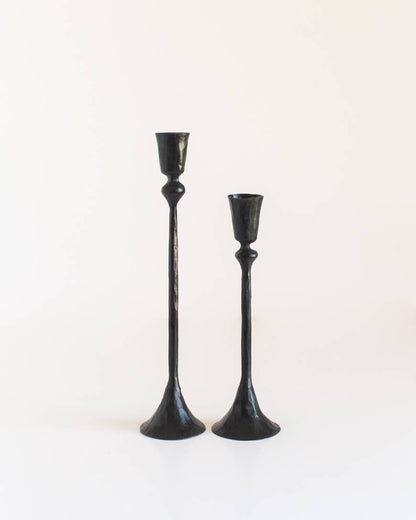 Gemini Hand-Forged Iron Candle Stands - Set of 2