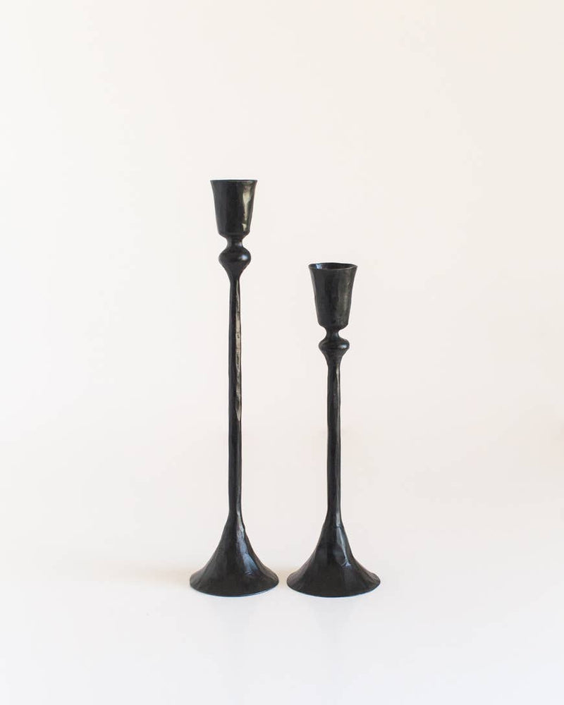 Gemini Hand-Forged Iron Candle Stands - Set of 2