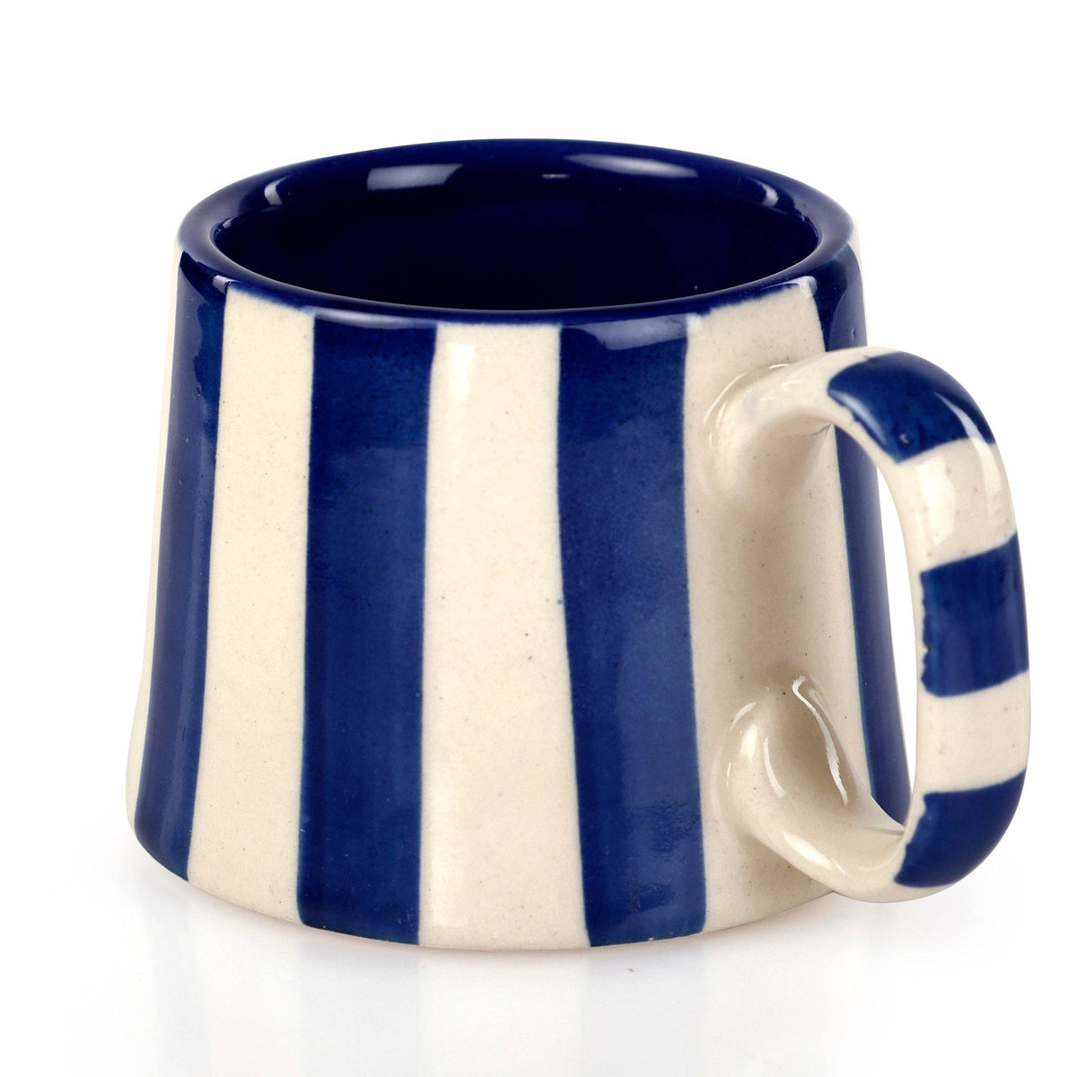 Handpainted Ceramic Dark Blue Stripe Mug