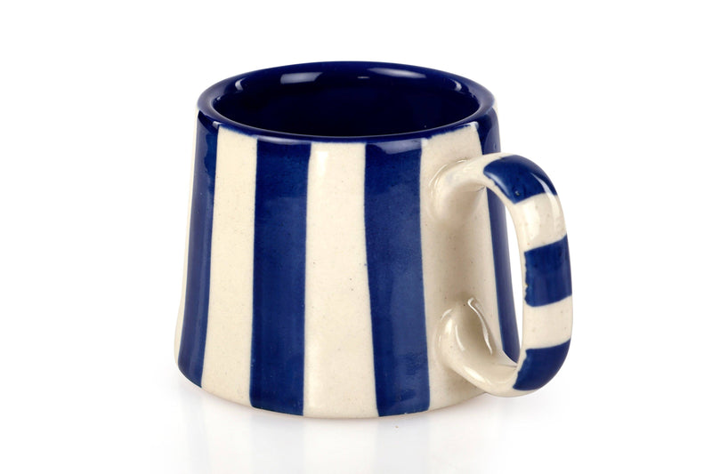 Handpainted Ceramic Dark Blue Stripe Mug