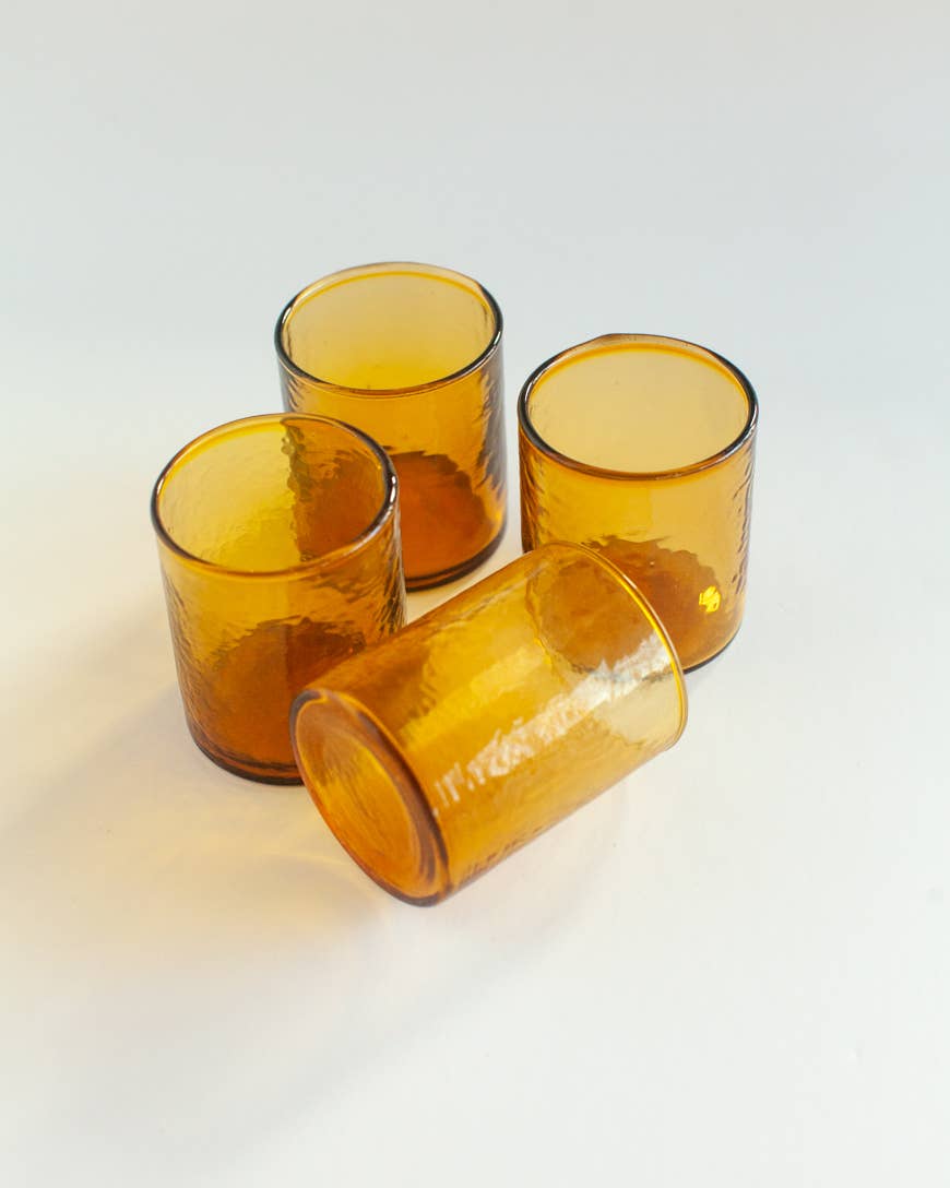 Handblown Hammered Color Glasses Set