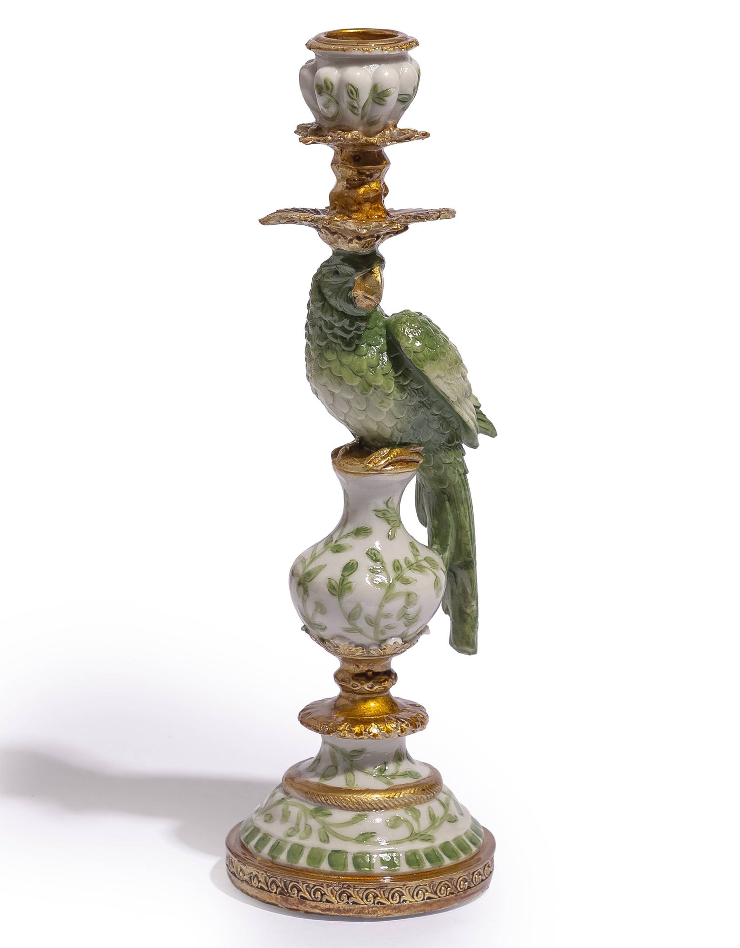 Antiqued Ornate Tropical Parrot Candle Holder