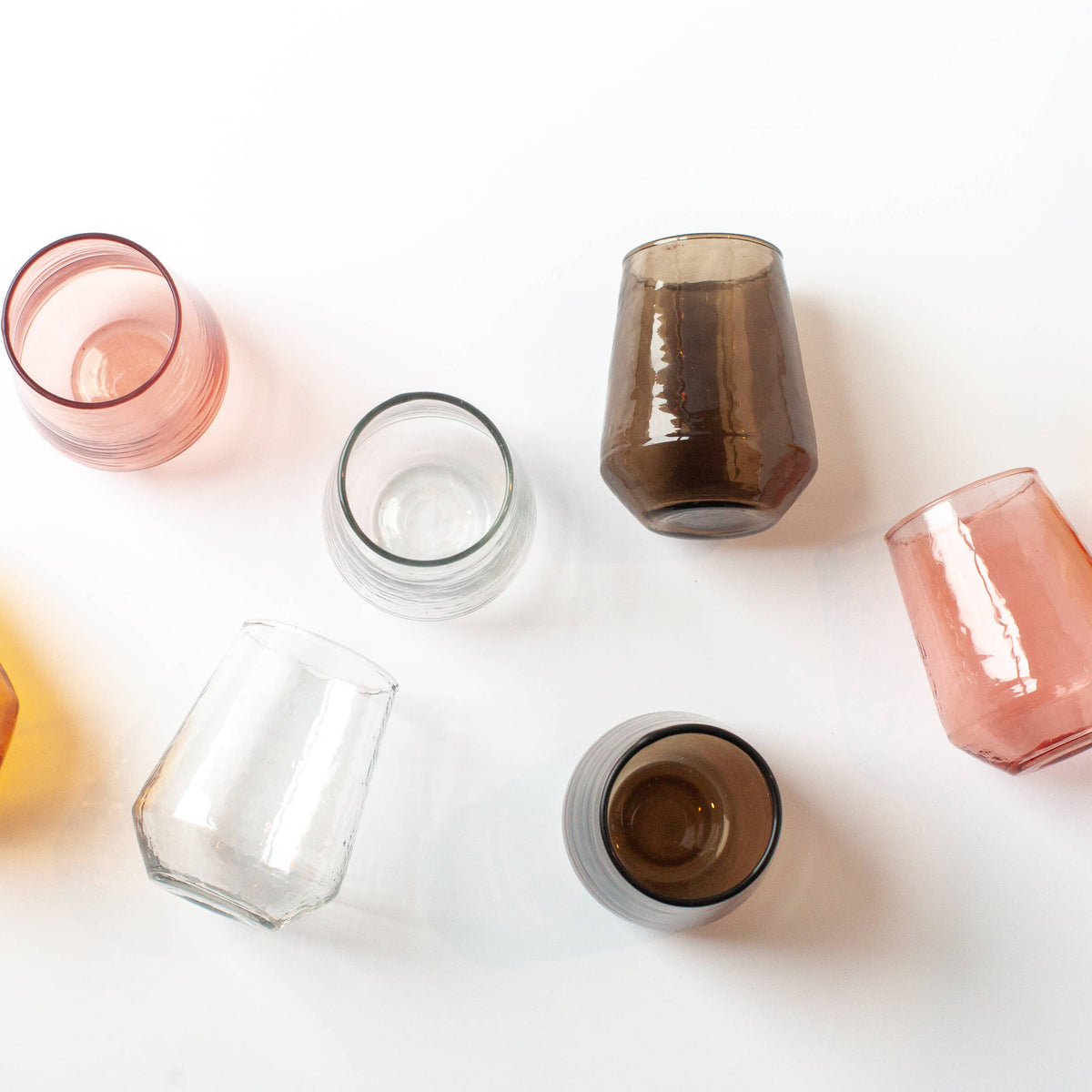 Handblown Hammered Glass Water Tumblers | Pair of 2