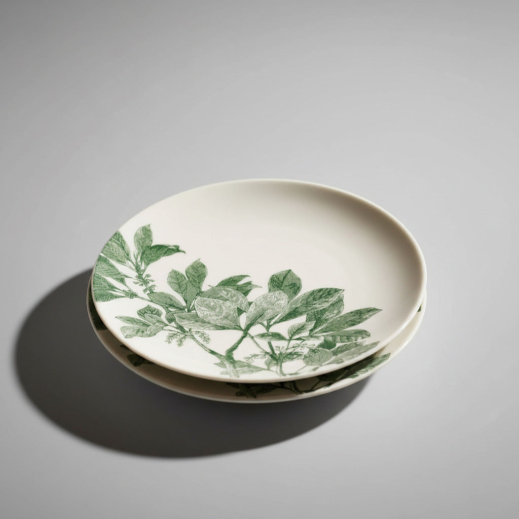 Romantic Floral Arbor Green Small Plates Set of 2