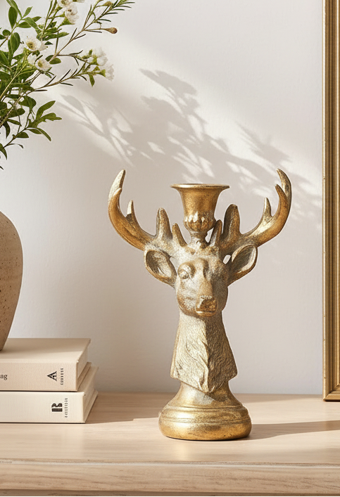 Resin Deer Taper Candle Holder