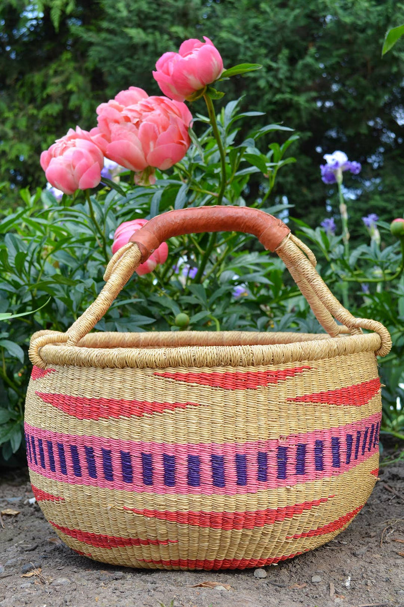 Ghanaian Bolga Farmer's Market Shopper Basket - Assorted