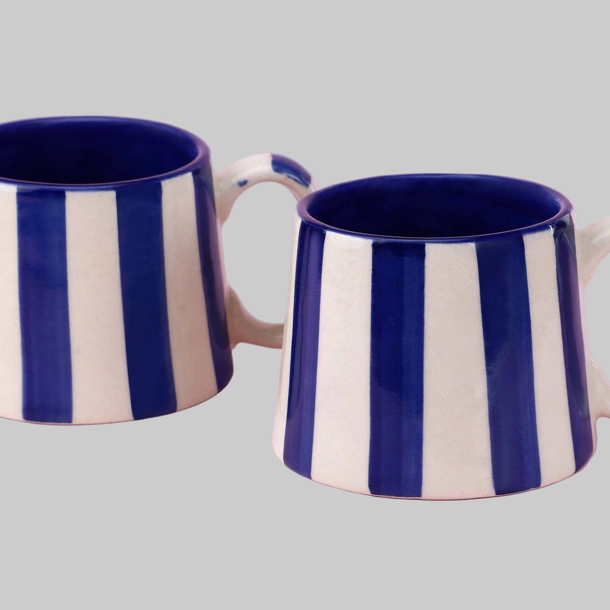 Handpainted Ceramic Dark Blue Stripe Mug