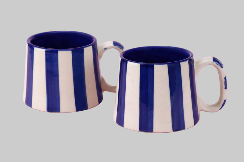 Handpainted Ceramic Dark Blue Stripe Mug