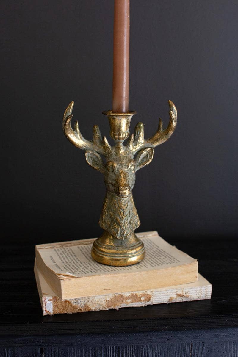 Resin Deer Taper Candle Holder