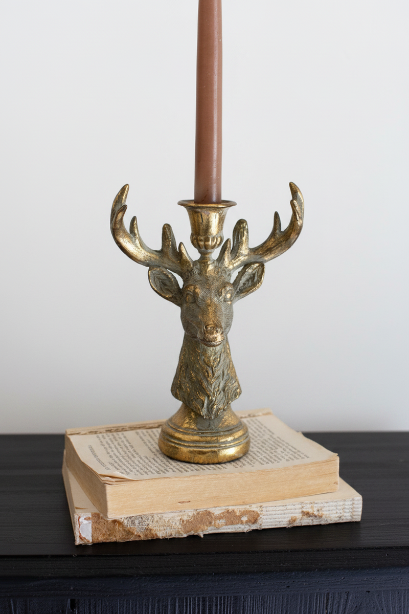 Resin Deer Taper Candle Holder