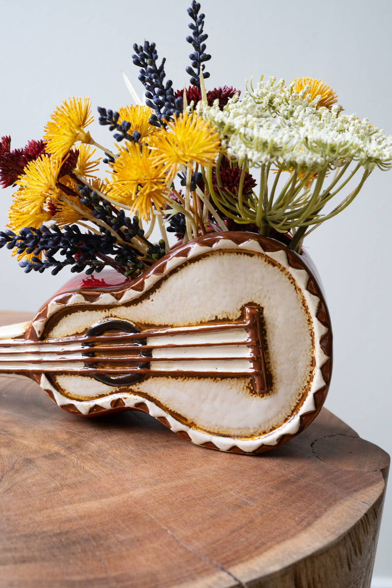 Ceramic Guitar Planter Vase